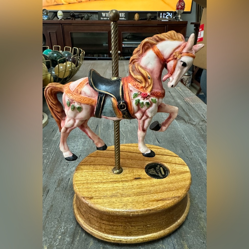 Albert E. Price Carousel Collection Horse Music Box Wood Base Limited Edition